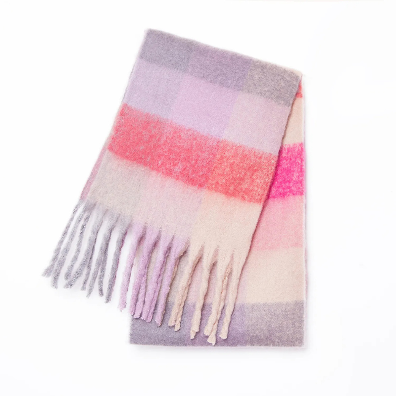 Grande Echarpe Femme Multicolore - Rose et Violet - 230x38cm
