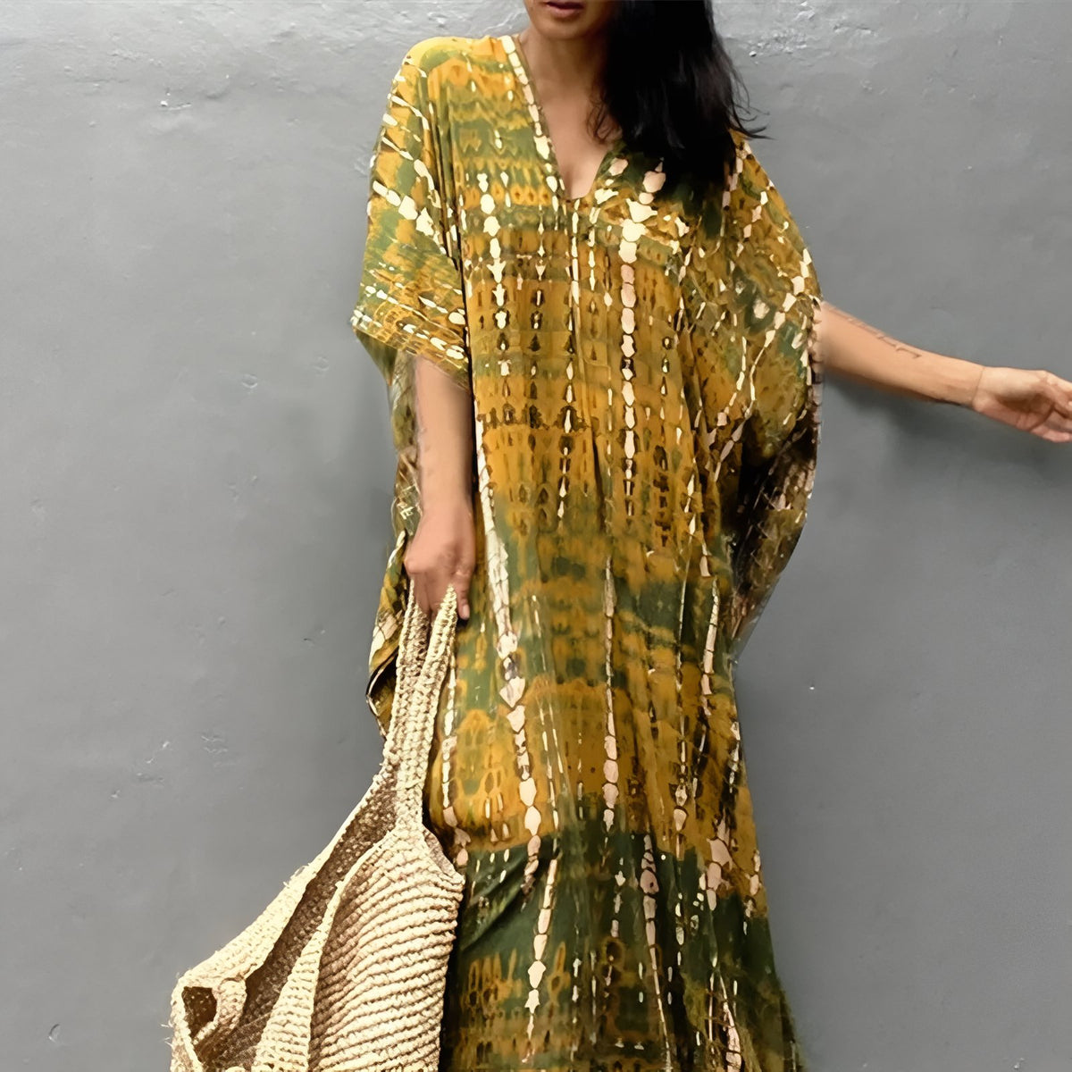 Robe de Plage Boho Style - Jaune Foncé - Unique