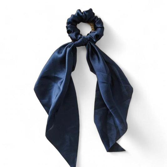 Chouchou Foulard Satin Bleu Marine 
