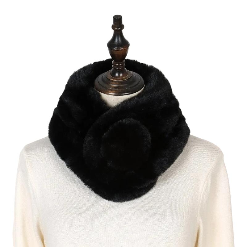 Echarpe Fausse Fourrure Femme Noir 