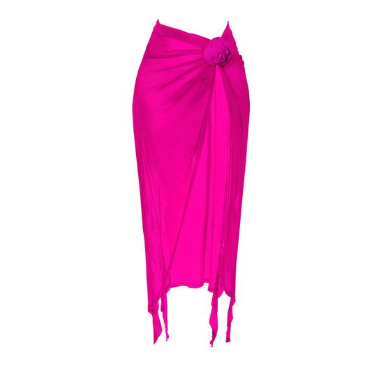 Sarong Long à Noeud et Couleur Unie - Fuchsia