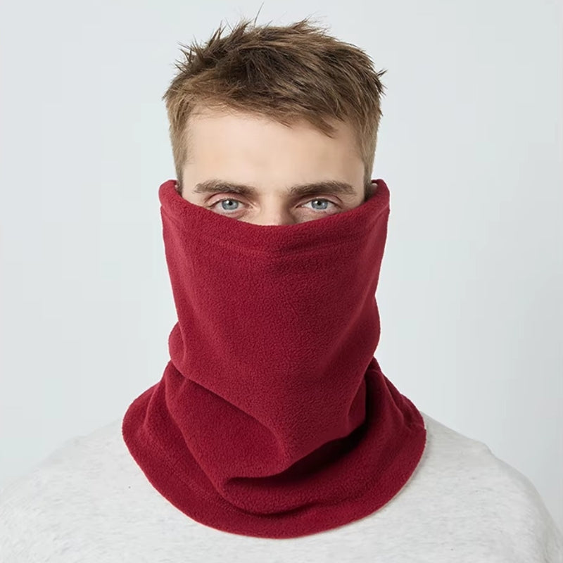 Cache Cou Polaire Homme portée au cou - Rouge - Noir - Gris - Bleu Foncé - Café - Vert