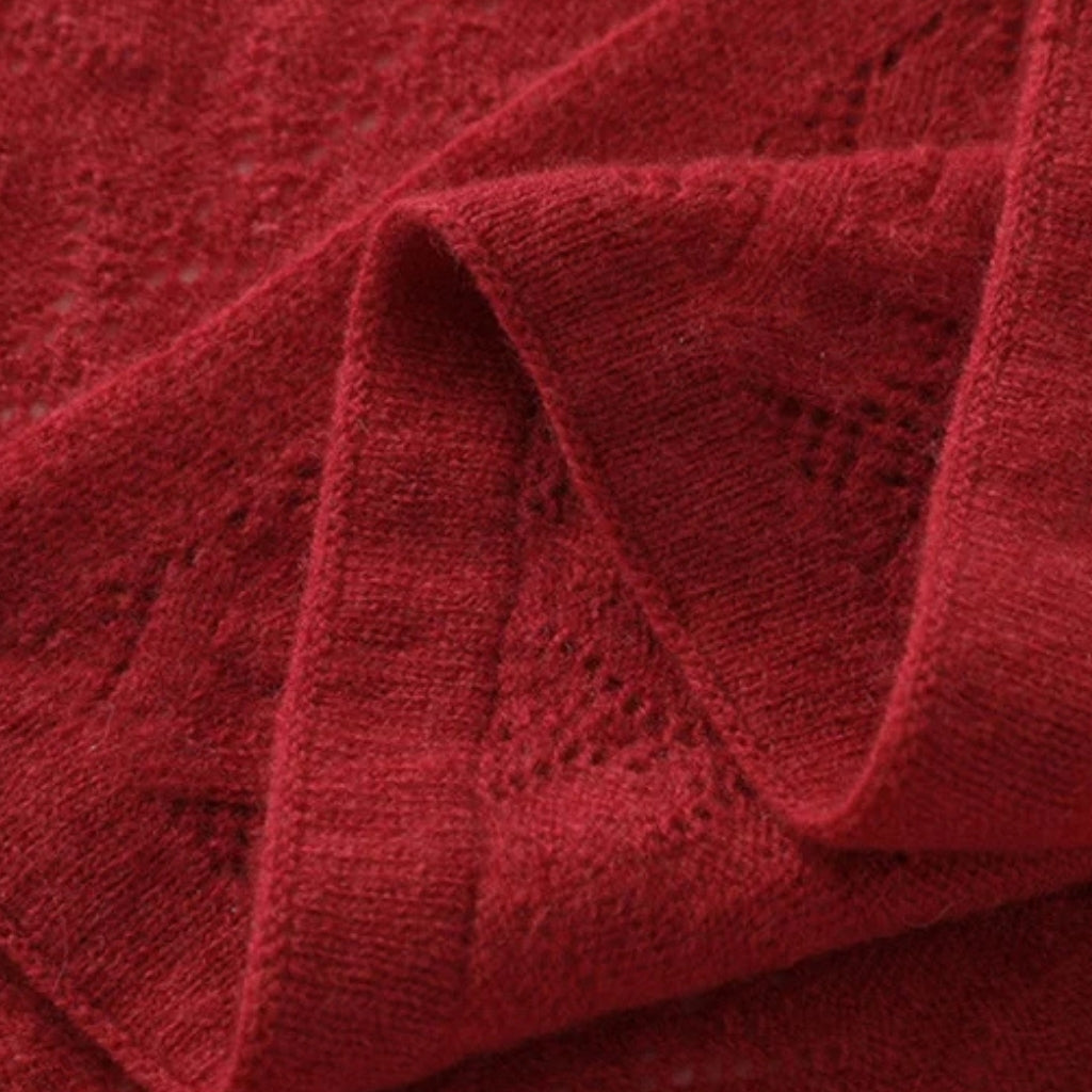 Écharpe Cachemire Rouge Femme détail du tissu - Rouge