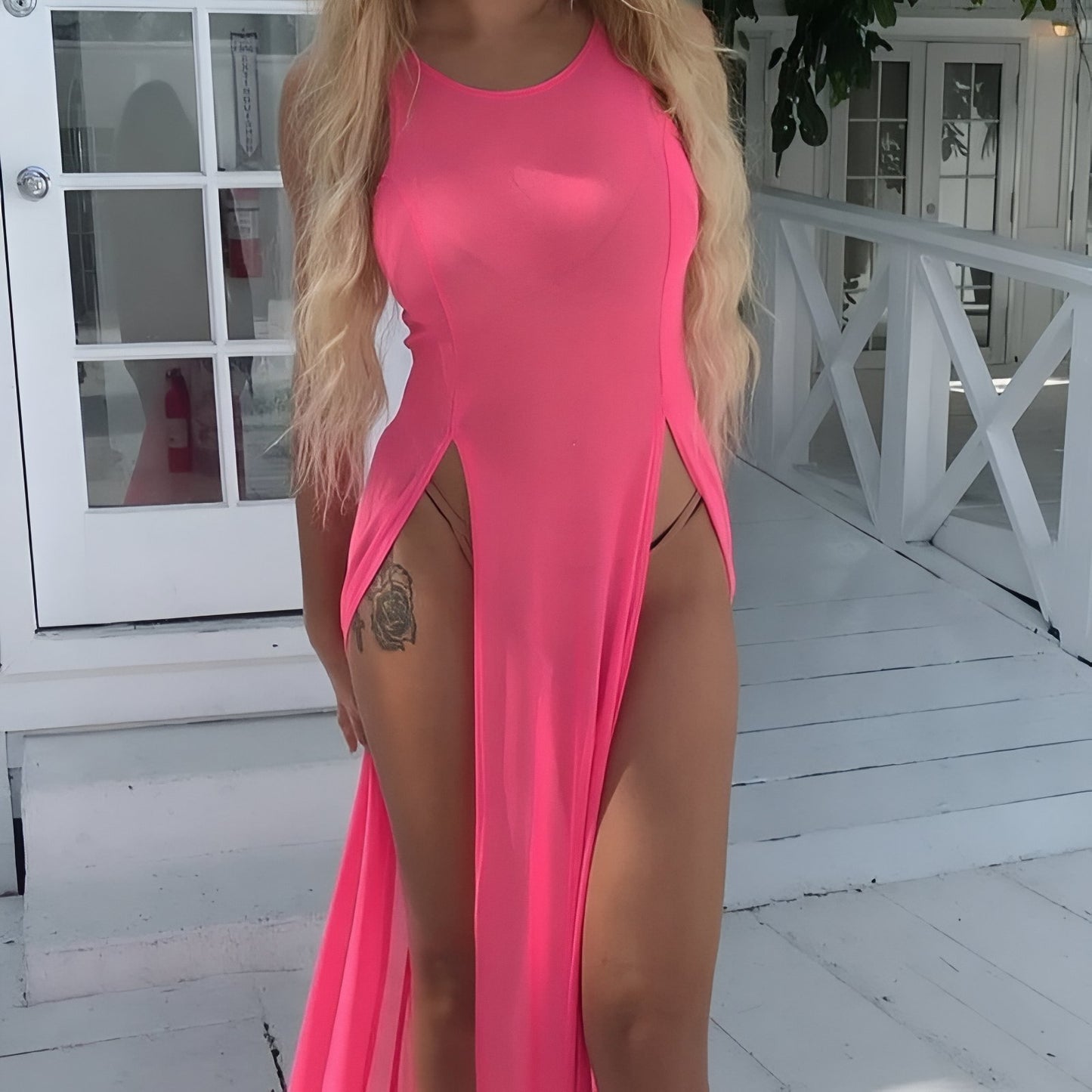 Robe de Plage Fendue Transparente
