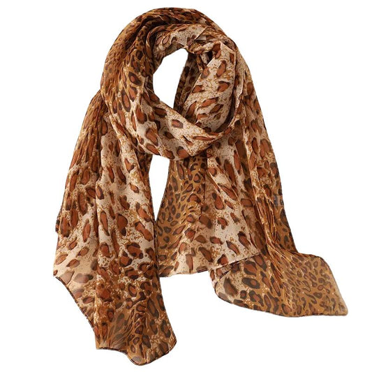 Foulard Léopard Multicolore Marron et Beige 160*50cm