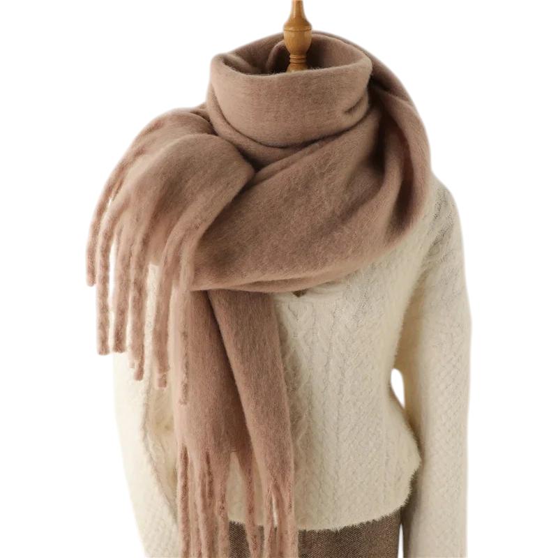Grosse Echarpe à Franges - Beige Doux - 240x38cm