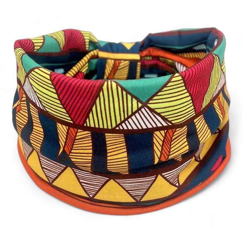 Bandeau Croisé Cheveux Femme Rouge et Vert Émeraude 