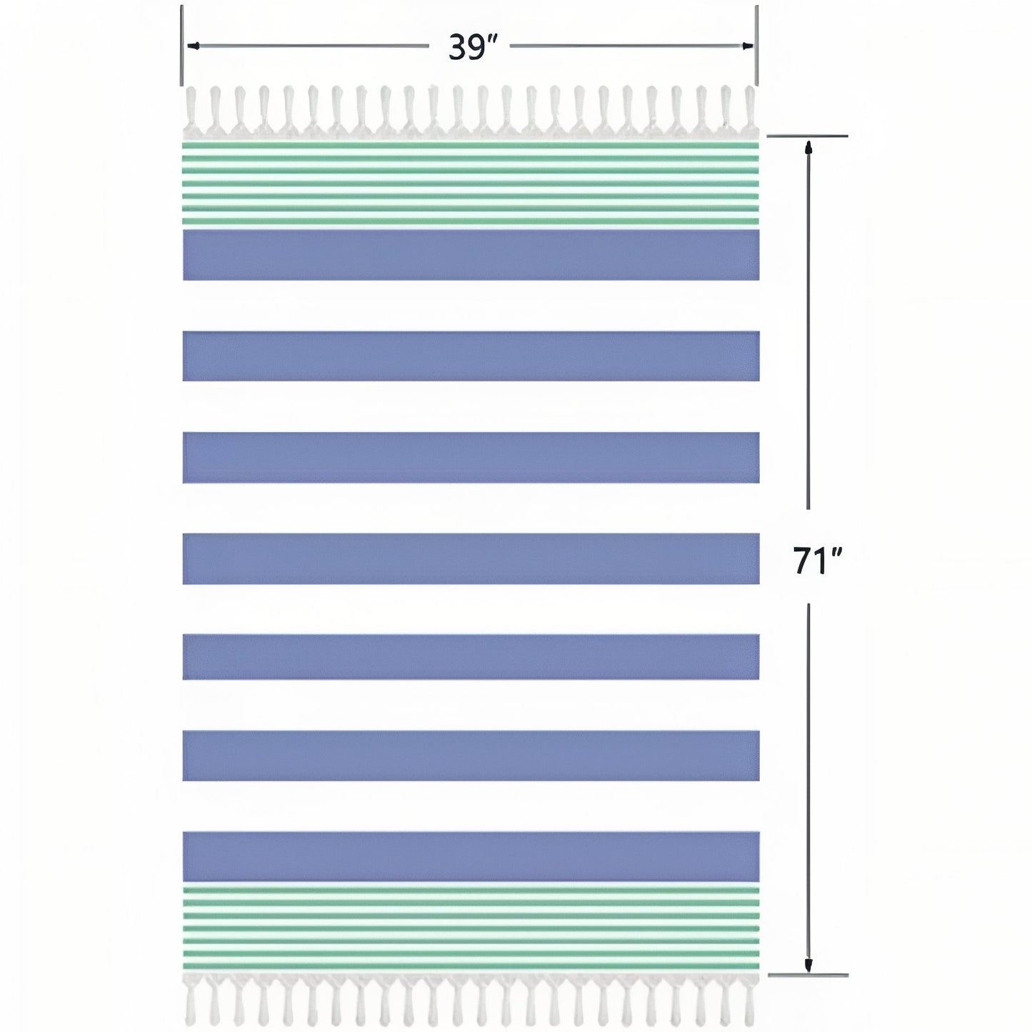 Fouta de Plage Rayé Tricolore à Franges