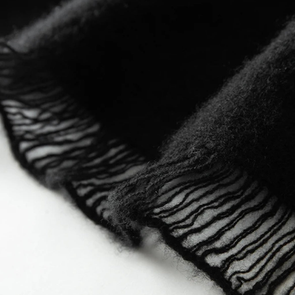 Etole Noire en Cachemire détail de la texture - Noir
