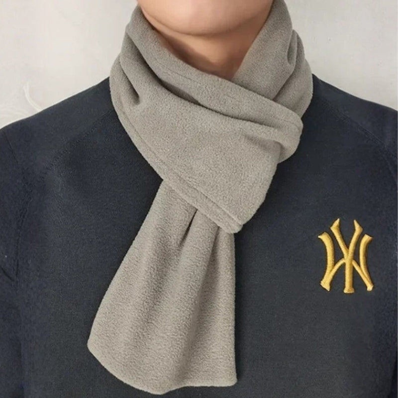 Echarpe Courte Polaire Homme portée autour du cou - Gris Clair - Vert Olive - Beige Clair - Gris Foncé - Bleu Marine - Anthracite - Marron Foncé - Bordeaux