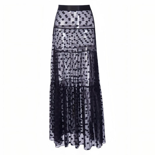 Maxi Jupe Longue Plage Transparente - Noir