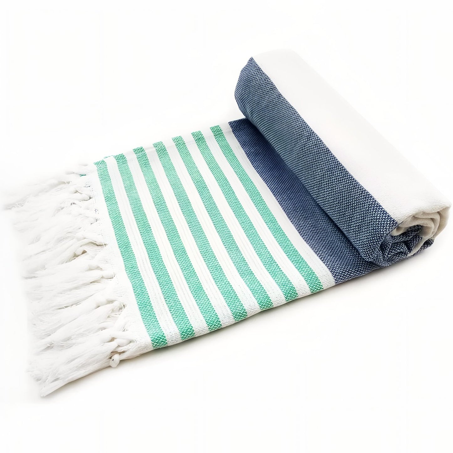 Fouta de Plage Rayé Tricolore à Franges