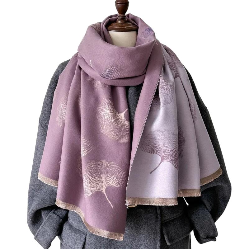 Echarpe Femme Tendance 2024 Lavande et Gris Clair 66*186cm