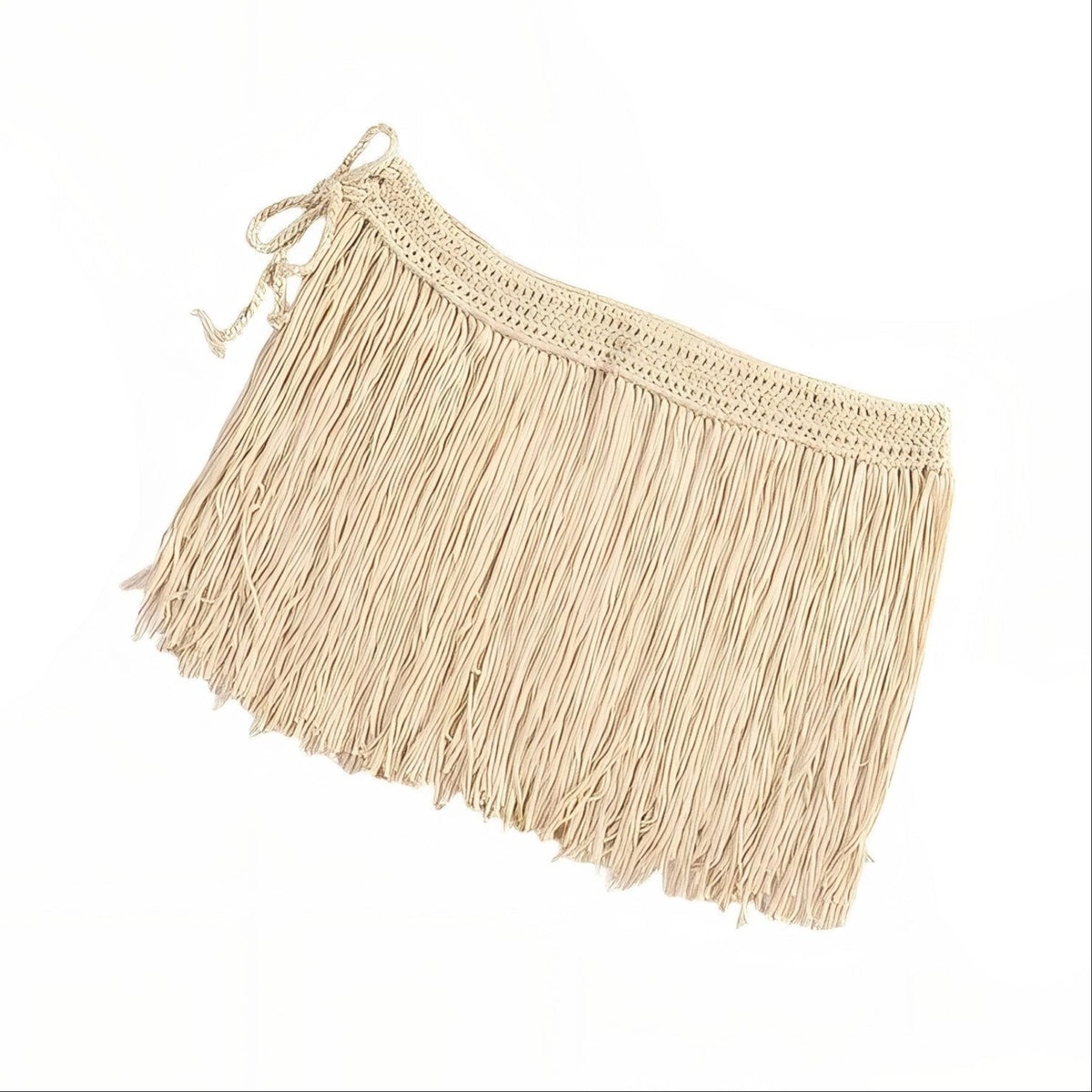 Mini Jupe Paréo à Franges - Beige - Unique