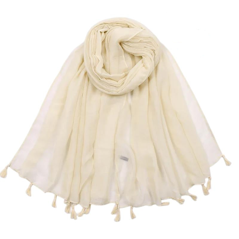 Echarpe Viscose Femme - Jaune Pâle - 180*90cm