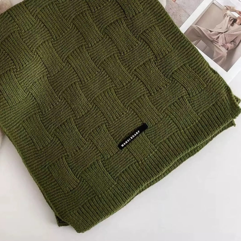 Echarpe Femme Maille Côtelée gros plan texture maille - Vert