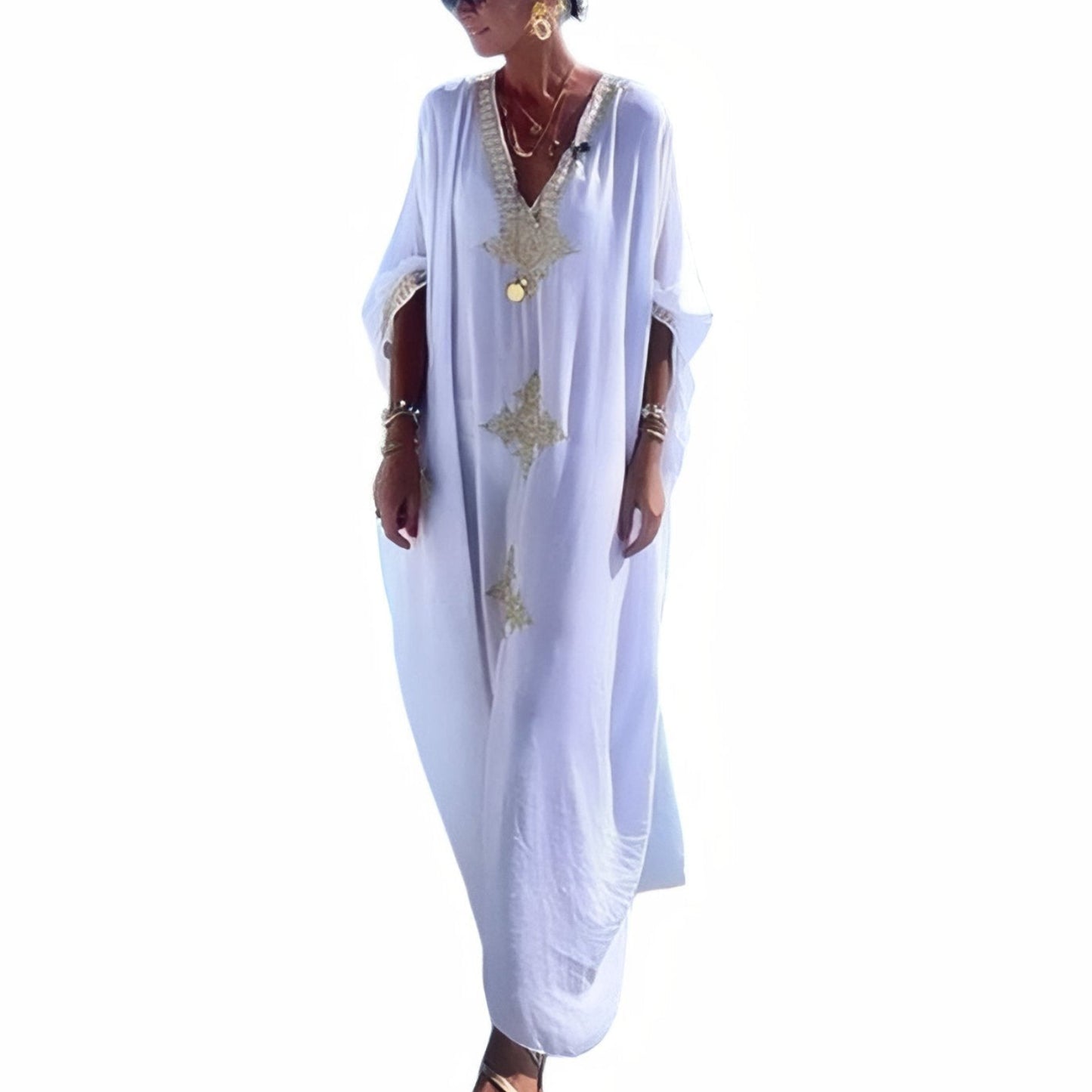 Longue Robe de Plage à Broderie Ethnique