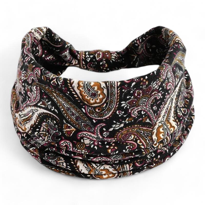 Bandeau Croisé Cheveux Femme Noir et Marron 