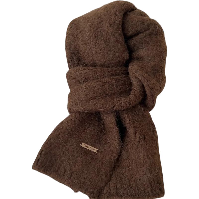 Echarpe Duveteuse Femme - Marron Foncé - 164x24cm