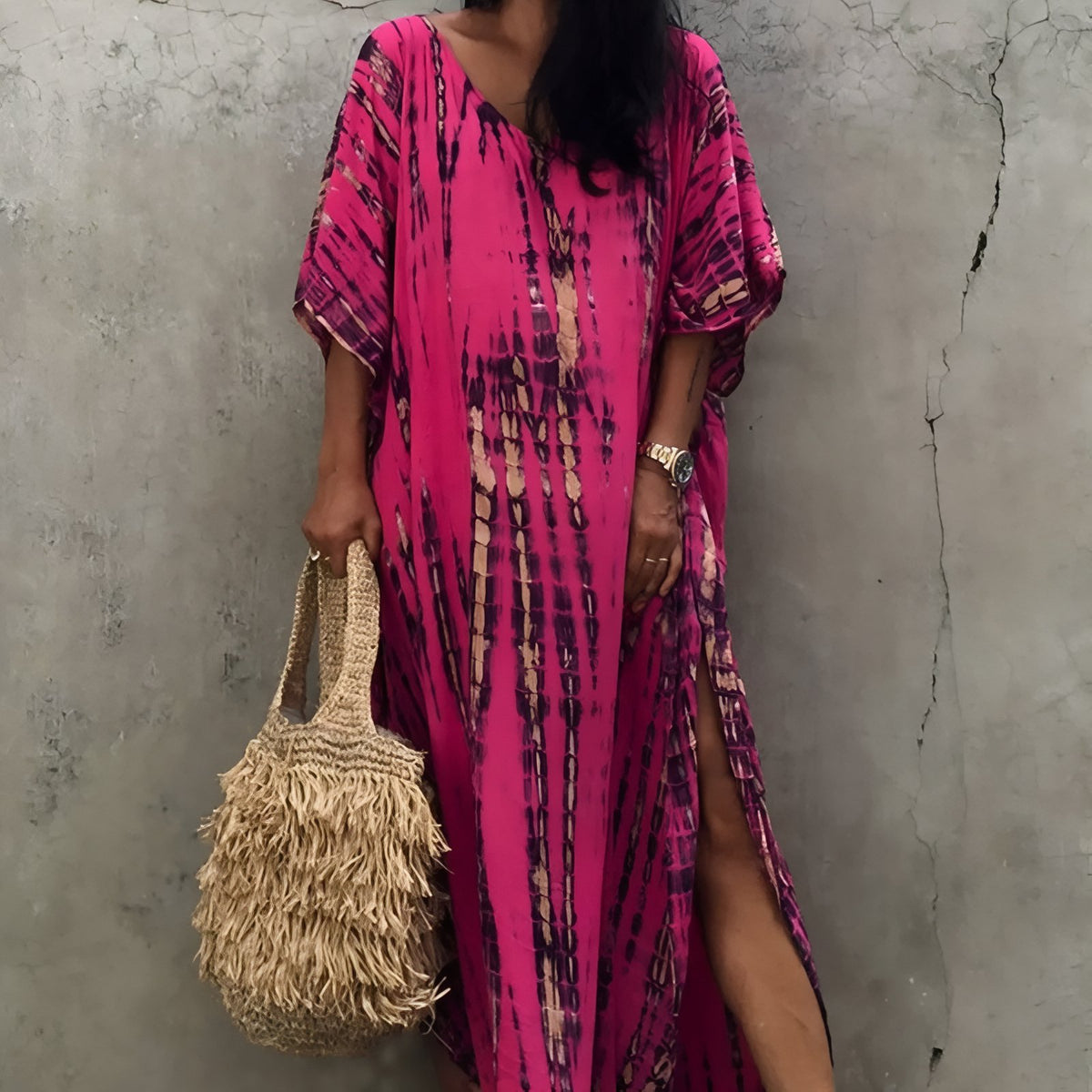 Robe de Plage Boho Style - Fuchsia - Unique