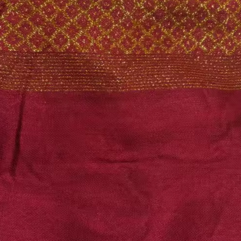 Foulard Pashima Femme détail motif doré - Bordeaux et Doré - Vert Olive et Doré - Gris et Doré - Bleu Royal et Doré - Blanc et Beige - Jaune Pâle - Fuchsia et Doré - Rouge et Doré - Bleu Marine et Doré