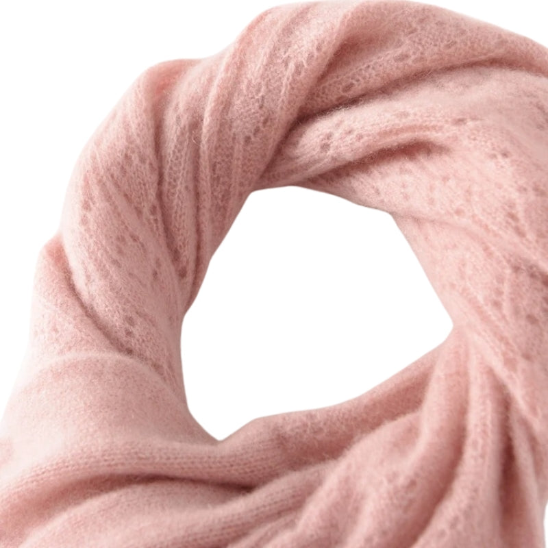 Écharpe Rose Poudré en Cachemire gros plan texture - Rose