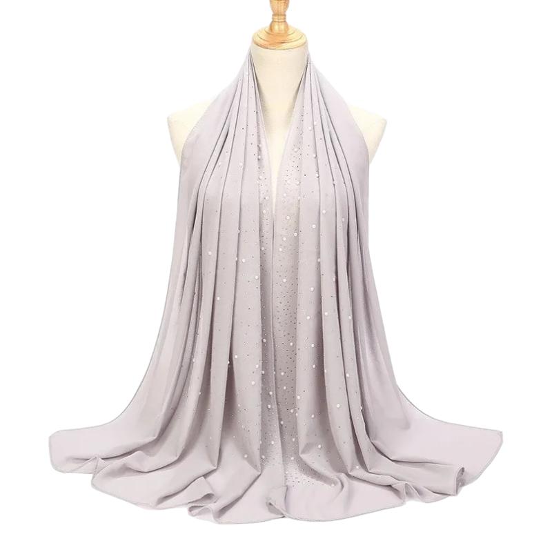 Etole de Soirée en Mousseline Gris Clair 75*175cm