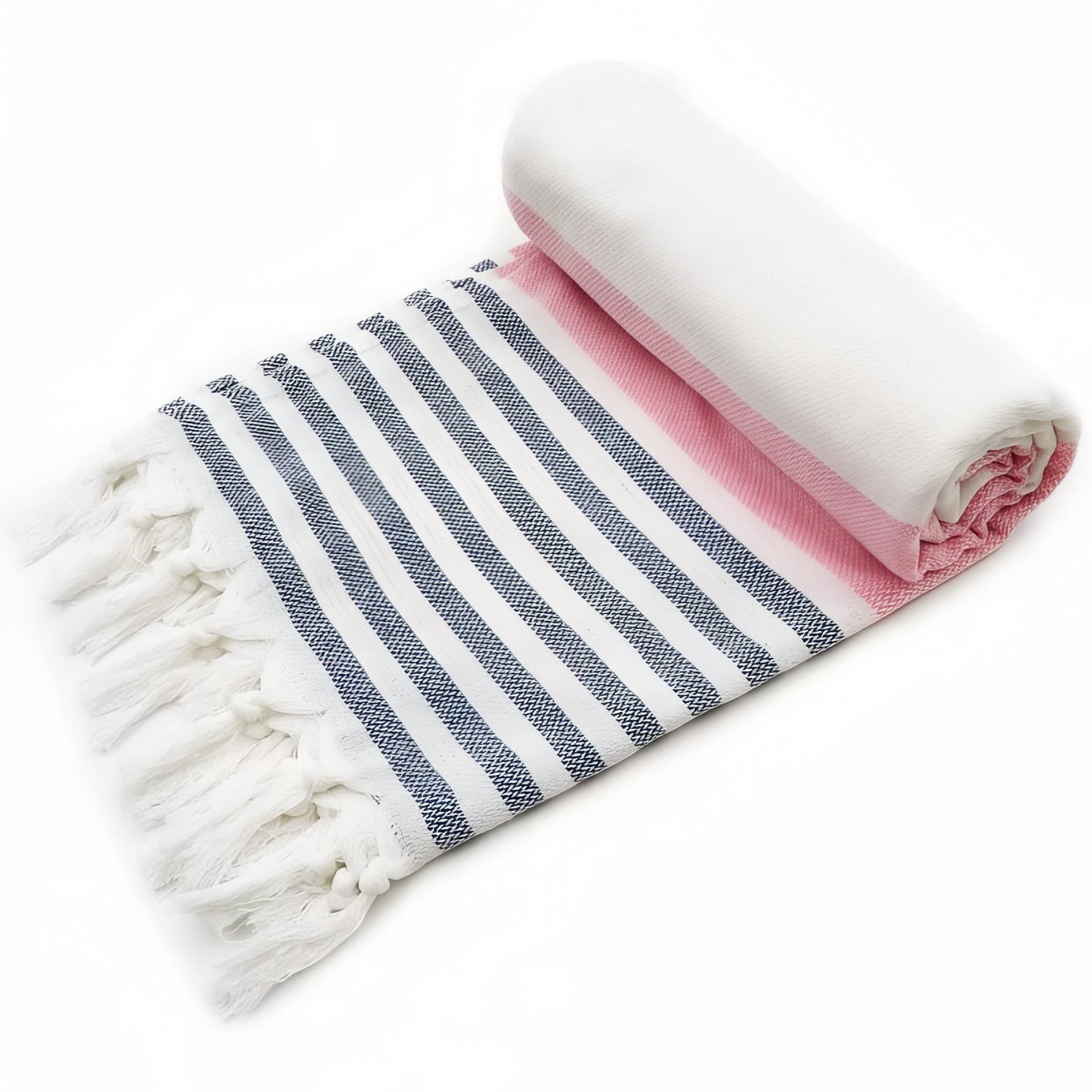 Fouta de Plage Rayé Tricolore à Franges