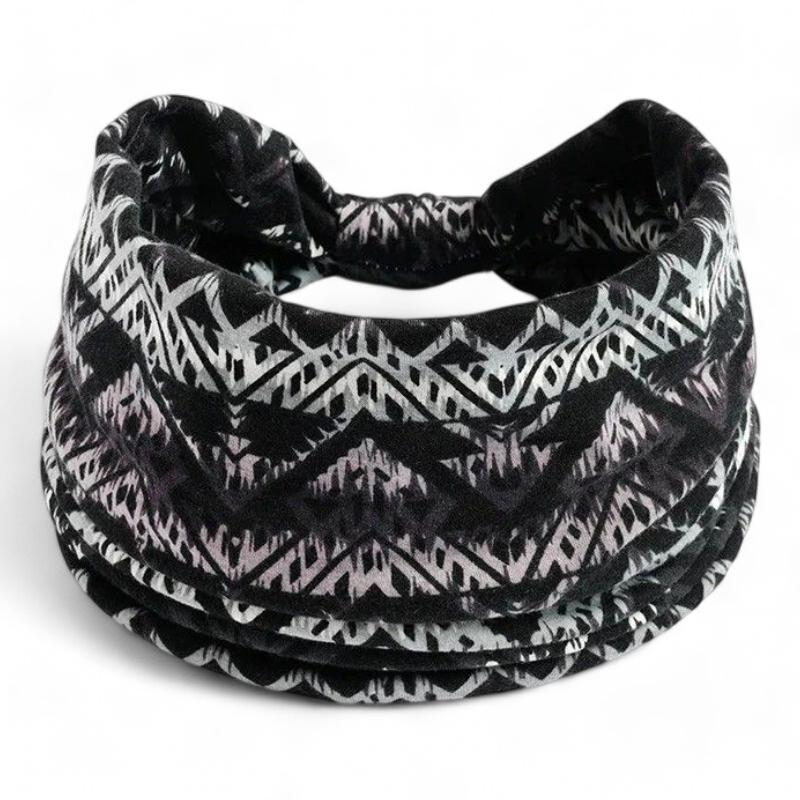 Bandeau Croisé Cheveux Femme Noir et Gris 