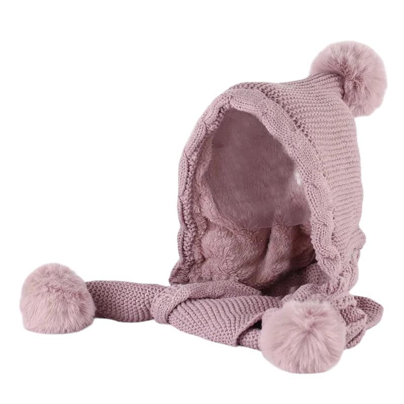Echarpe Capuche avec Pompom Adulte Rose Poudré 56-58cm