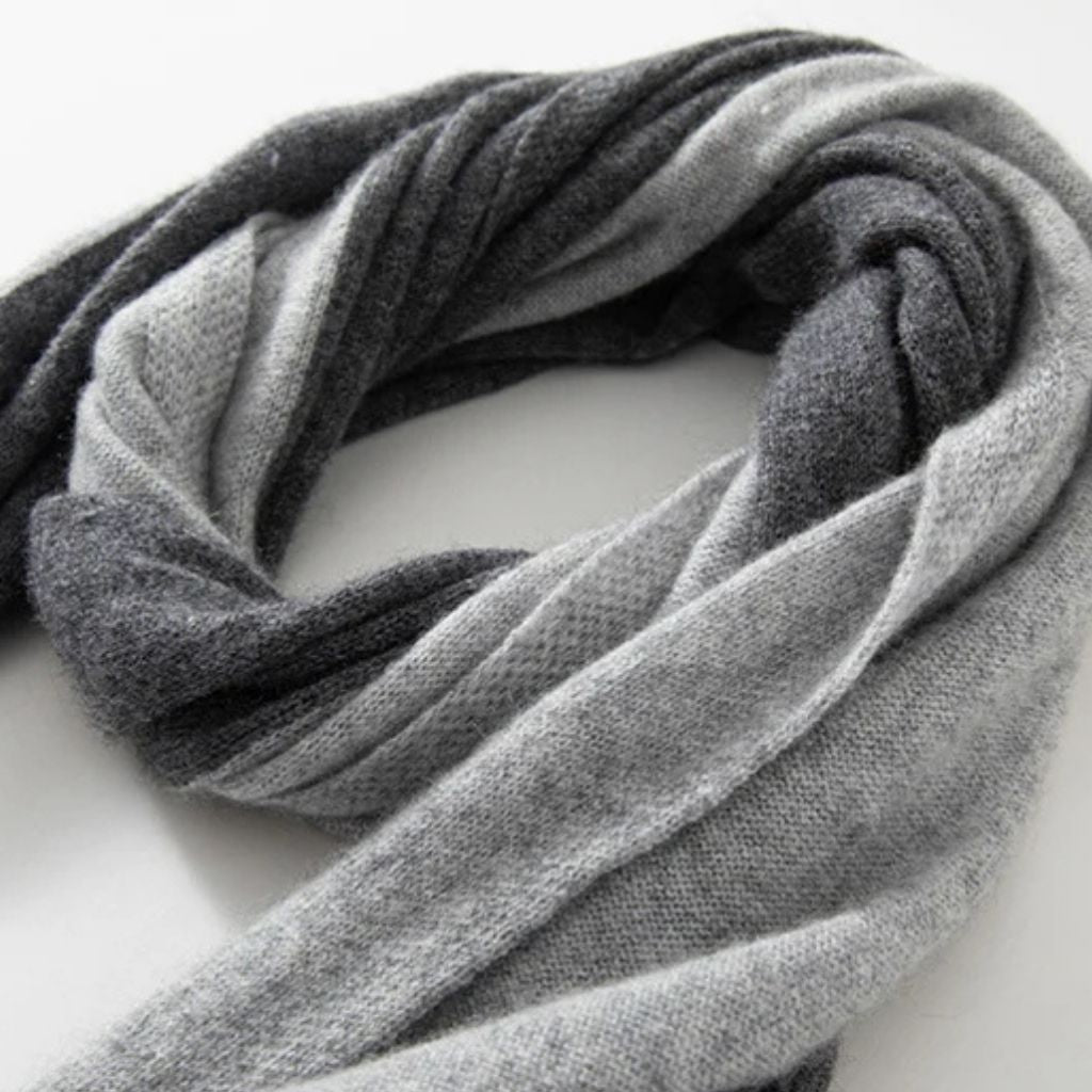 Écharpe Bicolore Cachemire Femme gros plan écharpe - Bordeaux et Beige Clair - Beige Clair et Blanc - Beige Foncé et Blanc - Beige Sable et Crème - Gris Clair et Gris Foncé