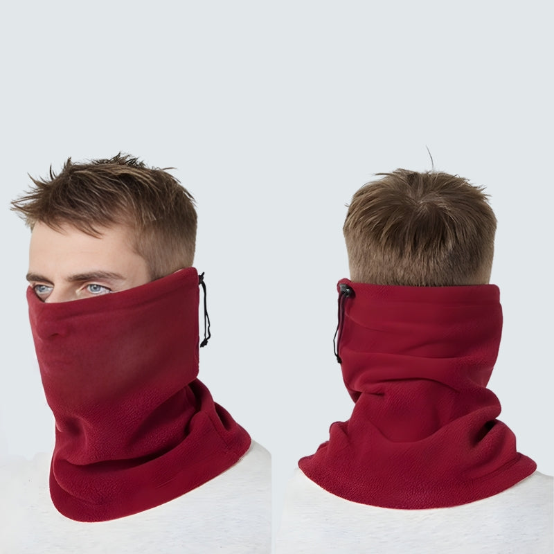 Cache Cou Polaire Homme portée sur le visage - Rouge - Noir - Gris - Bleu Foncé - Café - Vert