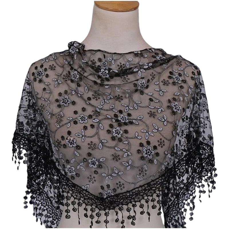 Chale Dentelle Mariage Noir 150*40cm