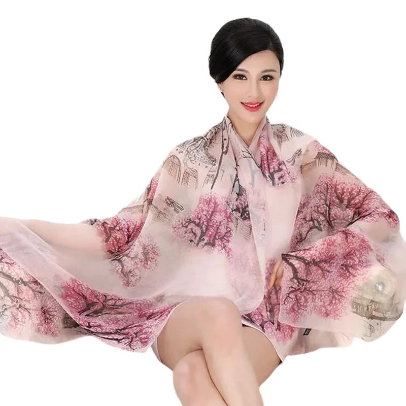 Grand Foulard en Soie Rose Pâle et Fuchsia 