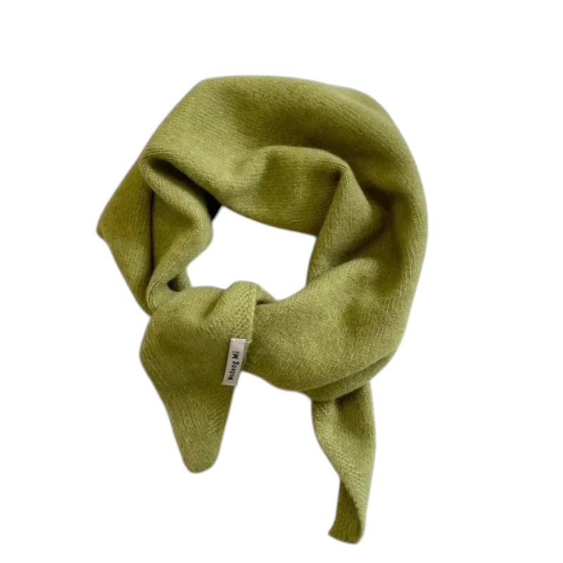 Echarpe Triangle Femme Tricotée - Vert Olive - 105x36cm