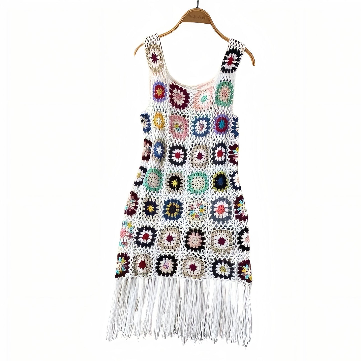 Robe de Plage en Crochet Ajourée Colorée