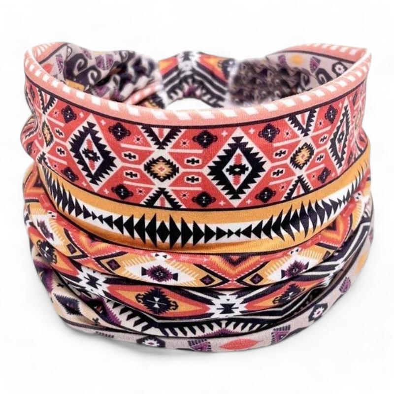 Bandeau Croisé Cheveux Femme Rouge et Orange 