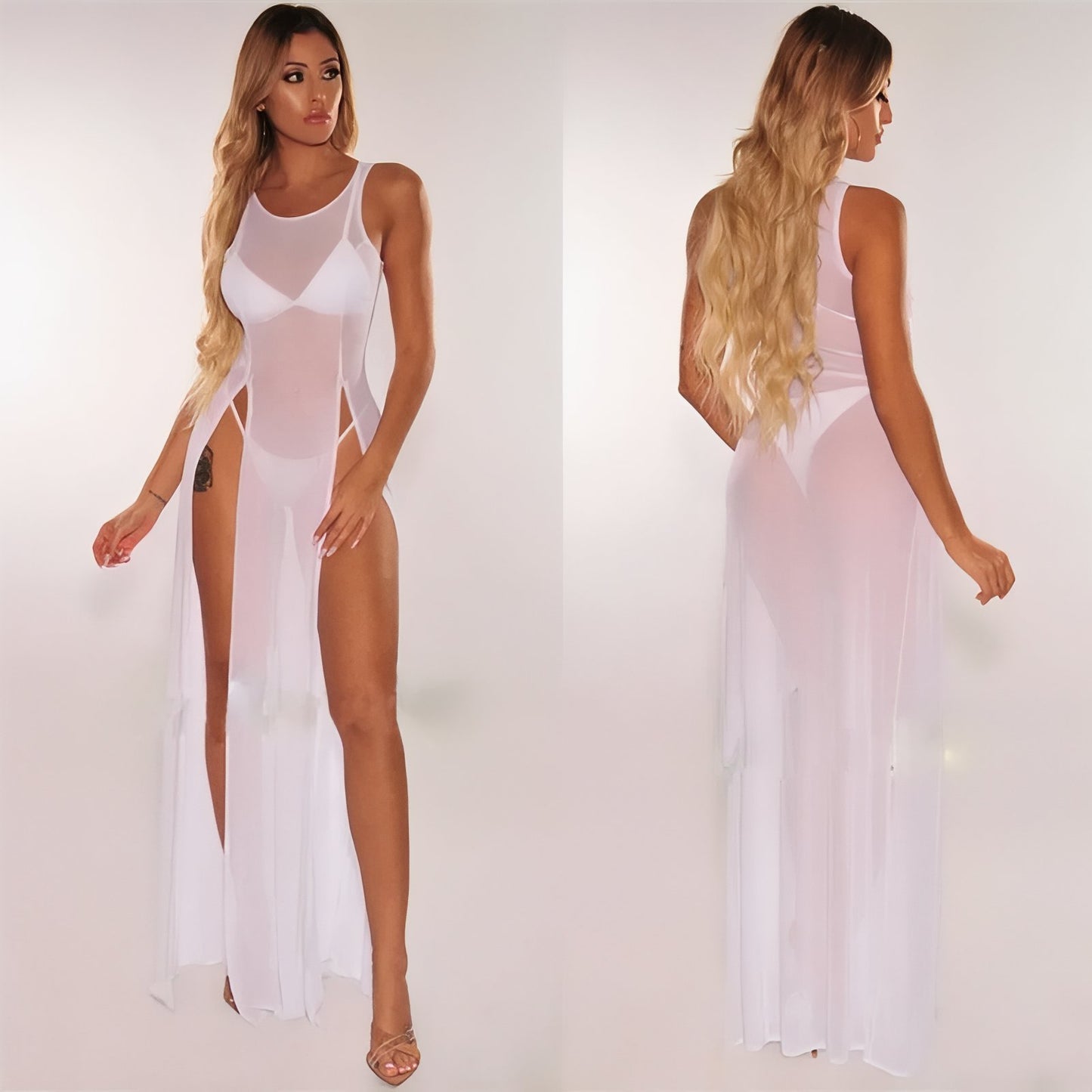 Robe de Plage Fendue Transparente