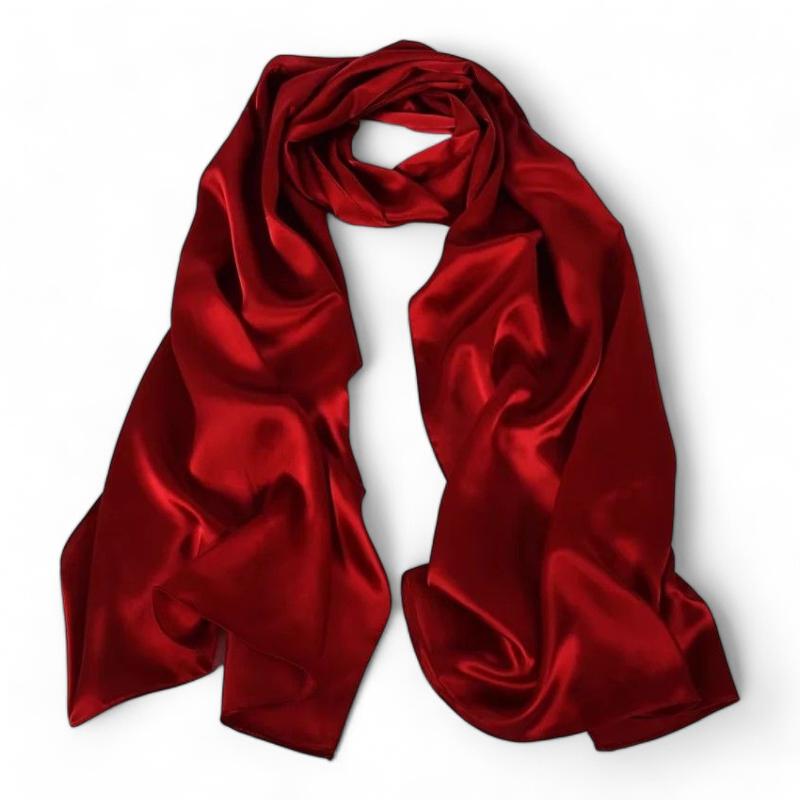 Echarpe Foulard en Soie Femme Rouge Éclatant 175*52cm