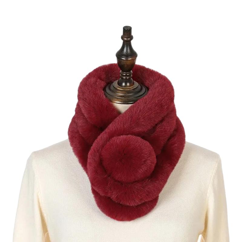 Echarpe Fausse Fourrure Femme Bordeaux 