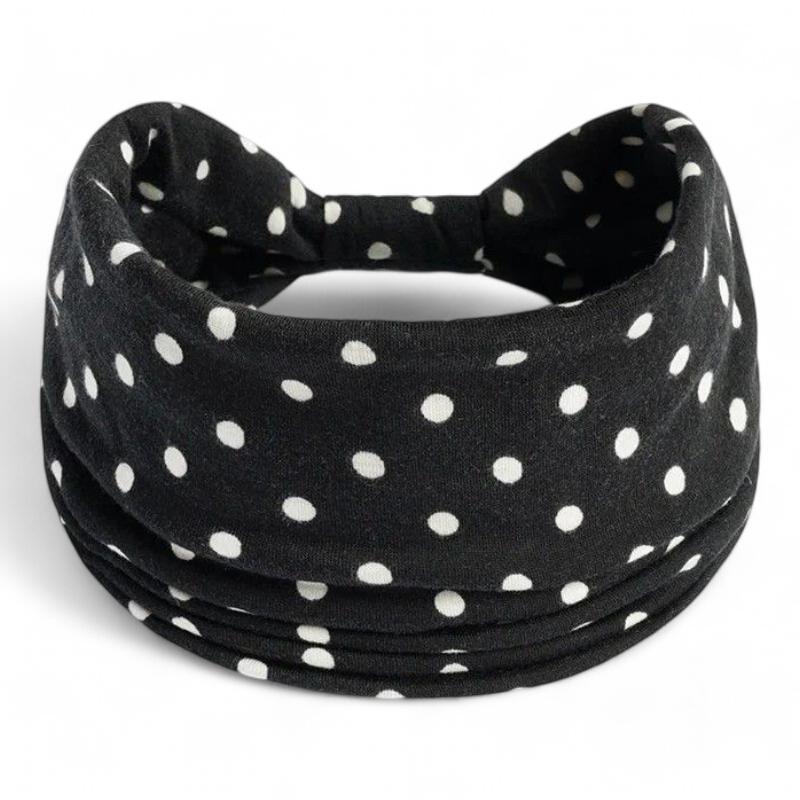 Bandeau Croisé Cheveux Femme Noir et Blanc 