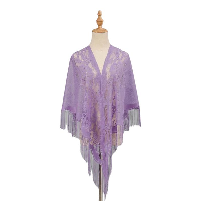 Châle Cape Crochet en Dentelle Violet 