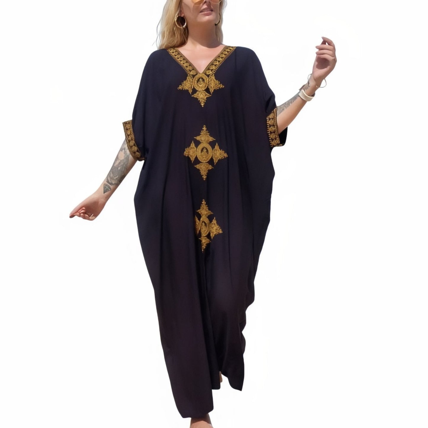 Longue Robe de Plage à Broderie Ethnique