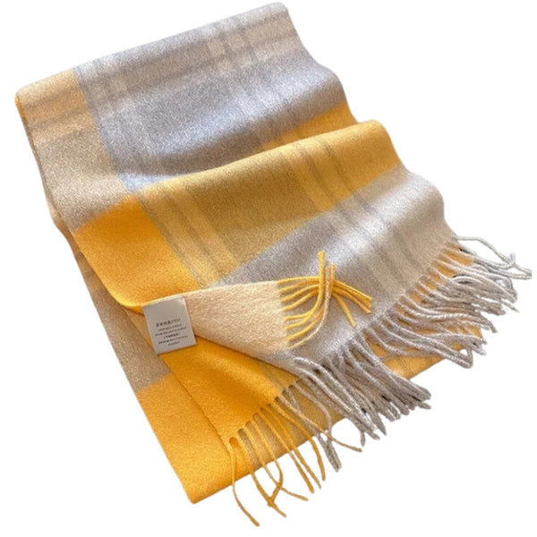 Écharpe/Châle 100% Pure Laine - Motif Écossais Et Carreaux Beige - Accessoires &Daz, 160x30 Cm