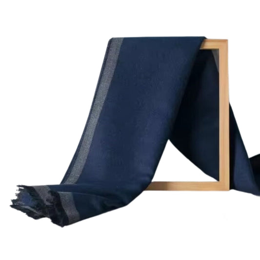 Echarpe Homme Longue Bleu Marine et Charbon 180x30cm
