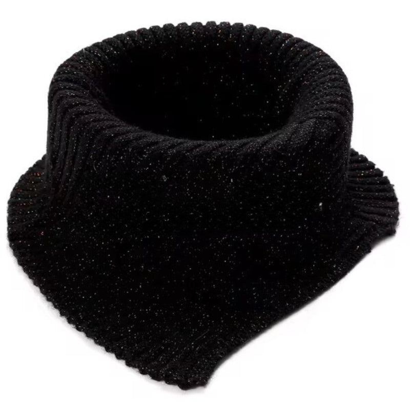 Cache Col Femme Noir Pailleté Doré 