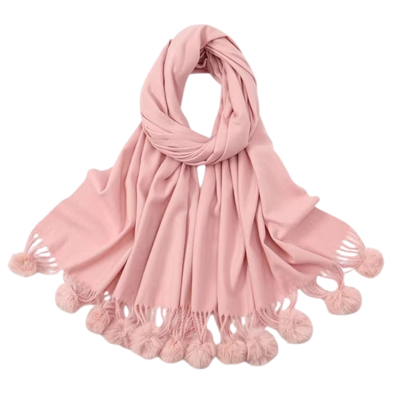 Echarpe Pompon Rose 190*70cm