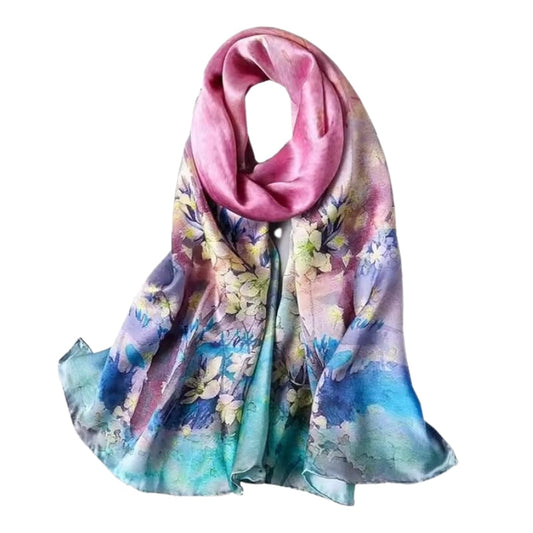 Etole Soie Chic Rose et Aqua 172*55cm