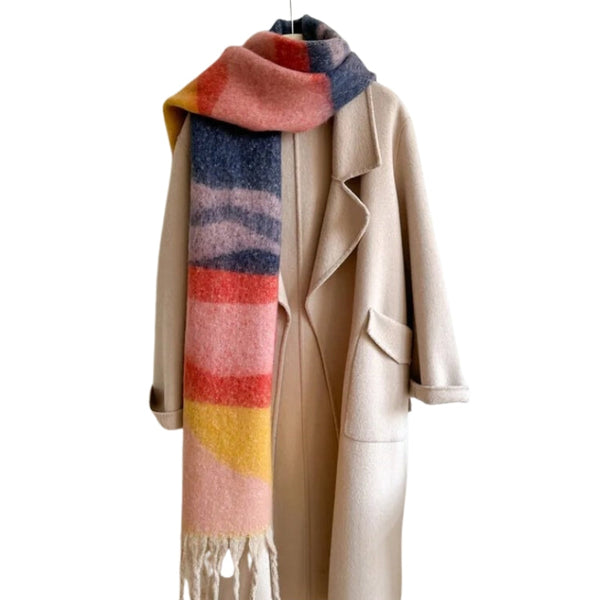 Écharpe Pashmina Double Couleur Pour Femmes - Grande Écharpe Chaude Cachemire Hiver 200x70cm
