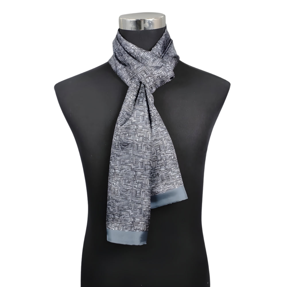 Echarpe Soie Homme à Motif Cachemire portée autour du cou - Bordeaux et Beige - Marron et Bleu Marine - Noir et Bleu Pailleté - Bleu Nuit et Or - Marron et Or - Noir et Or - Marron et Beige - Gris et Bleu Marine - Bleu Marine et Doré - Bleu Marine et Argent